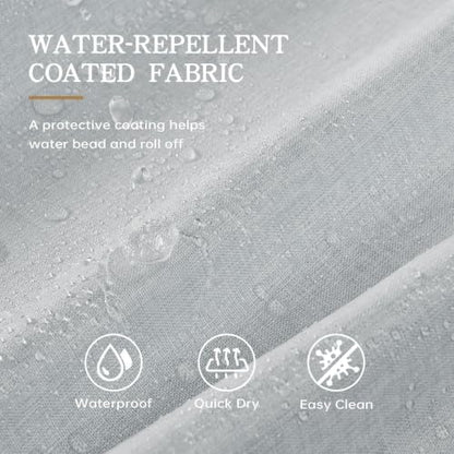 Furlinic No Hook Scalloped Shower Curtain Waterproof Linen 72x84 Dusty Blue