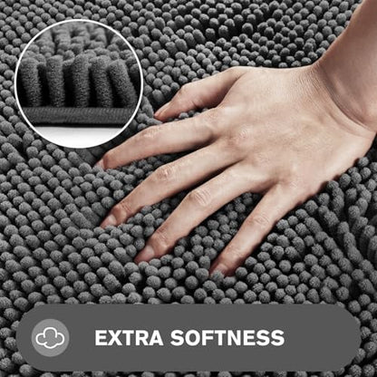 Dark Gray Toilet Rug U Shaped – Absorbent and Washable Contour Bathroom Rugs for Toilet, Non-Slip, Thick Soft Chenille Contoured Bath Mat - 20" x 24"