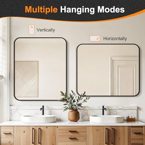 Delma Bathroom Vanity Mirror, Black Framed Mirror for Over Sink, 36x30