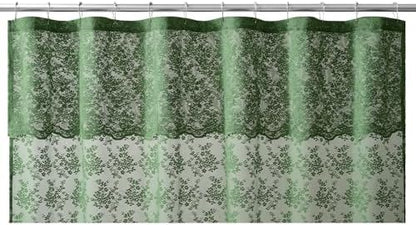 TUDECO Dark Green Shower Curtain for Bathroom, Delicate Lace, 72 x 72