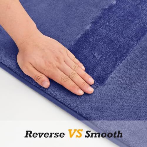 HUXMEYSON Bathroom Rugs Sets 3 Piece, Non-Slip & Quick Dry Bath Mat Set, Ultra Soft Velvet Bath Rugs for Bathroom, Toilet and Shower Floor, Royal Blue