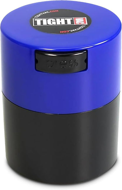 Tightvac - Premium Airtight Herb Storage Container - Holds ½ oz to 3 ounces - Keep Your Herbs and Dry Goods Fresh and Flavorful. Black Blue