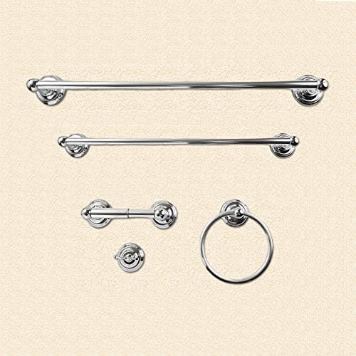 SENTO ROBIKI Bathroom Accessories Set, Bath Hardware, Includes Robe Hook, Toilet Paper Holder, Towel Ring, 18” & 24” Towel Bar, Duty Metal Bath Hardware Set Wall Mounted (5-Piece, Polished Chrome)