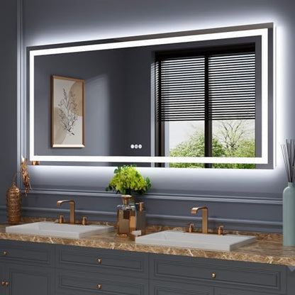 Amorho LED Bathroom Mirror, 68"X38" with Front Light and Backlit