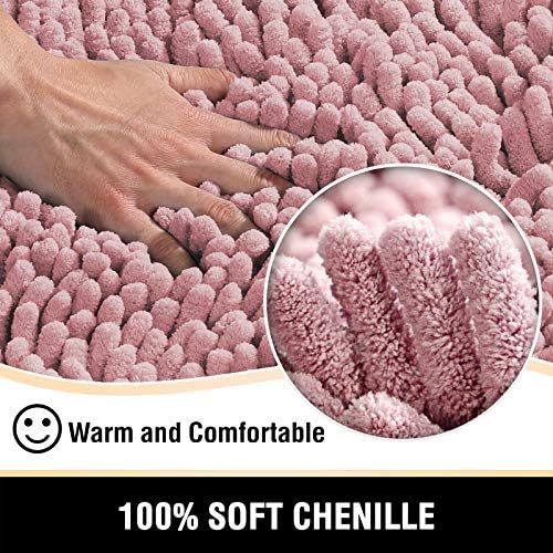 H.VERSAILTEX Bathroom Rugs Bath Mats for Non Slip Luxury Chenille Extra Soft Absorbent Shaggy Mat Washable Fast Dry Sets 2 Piece (Coral Pink, 24'' x 36''/20'' 32'')