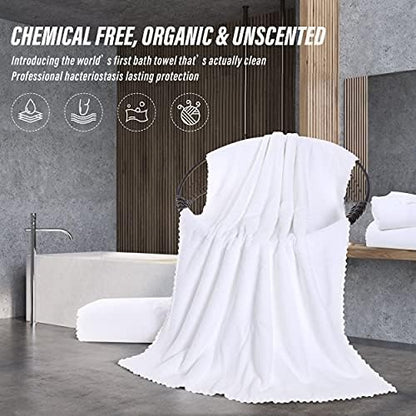 MOONQUEEN 2 Pack Premium Bath Towel Set - Quick Drying - Microfiber Coral Velvet Highly Absorbent Towels - Multipurpose Use as Bath Fitness, Bathroom, Shower, Sports, Yoga Towel (White)
