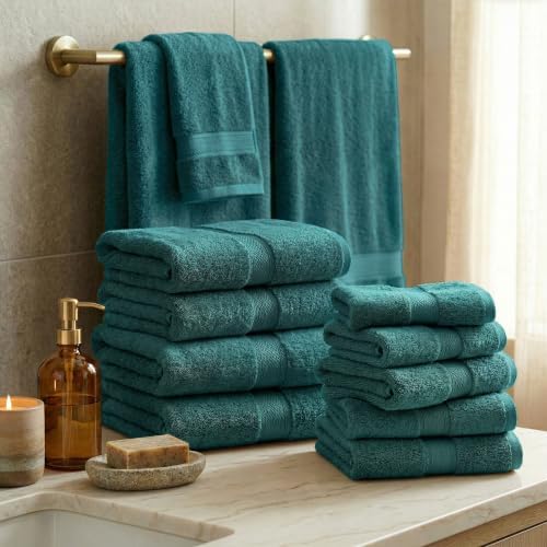 SUPERIOR Egyptian Cotton Ultra Plush & Absorbent, 12 Piece Set, Teal