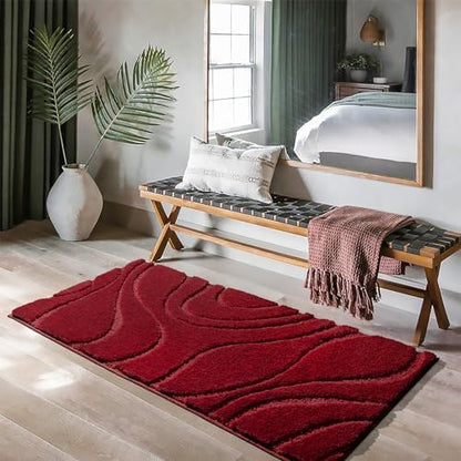 DEXDE Bathroom Rugs Runner Non-Slip Mat for Bathroom Floor 24x47 Burgundy