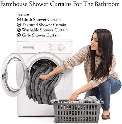 Gray Ruffle Shower Curtains For Bathroom, 36x72 Inch, Farmhouse Chic Look
