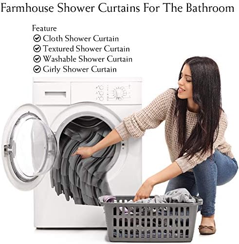 Gray Ruffle Shower Curtain for Bathroom, 72 x 84, Machine Washable Fabric