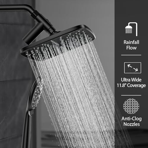 Veken 11.8“ Rain Shower Head with Handheld,Dual High Pressure Shower Heads