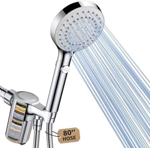 FASDUNT High Pressure Filtered Handheld Shower Head with Hose, Chrome