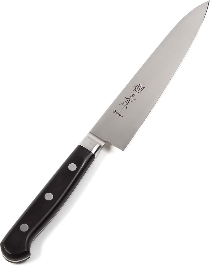 Japanese Petty Knife INOX AUS-8A Stainless Steel Black Pakkawood Handle, 6-inch (150mm)