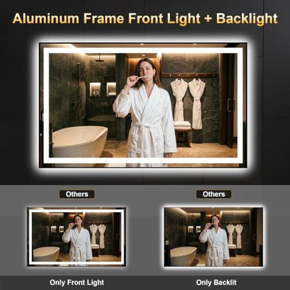 LED Bathroom Mirror with Light, 30x50 Vanity Mirror for Wall with Frame