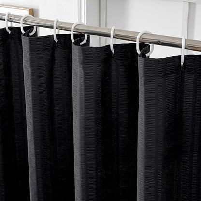 Aiyufeng Moga Black Shower Curtain - 3D Embossed Cloth Shower Curtain for Bathroom, Hotel Luxury Black Bathroom Curtains, Machine Washable, Standard Size 72Wx78H