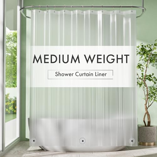 Amazer Frosted Shower Curtain Liner, 72x78 Plastic Shower Liner PEVA Medium Weight Inside Shower Curtain for Bathroom with Rustproof Grommets