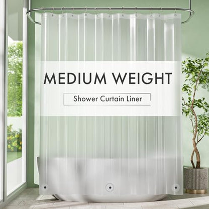 Amazer Frosted Shower Curtain Liner, 72x78 Plastic Shower Liner PEVA Medium Weight Inside Shower Curtain for Bathroom with Rustproof Grommets