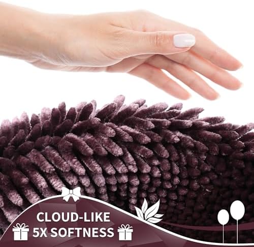 Yimobra Long Bathroom Rugs Runner 70x24 Inch, Extra Thick Soft Absorbent Chenille Bath Mat, Non Slip Machine Washable, Quick Dry Bath Rugs for Bathroom Floor, Tub and Shower, Purple Grey