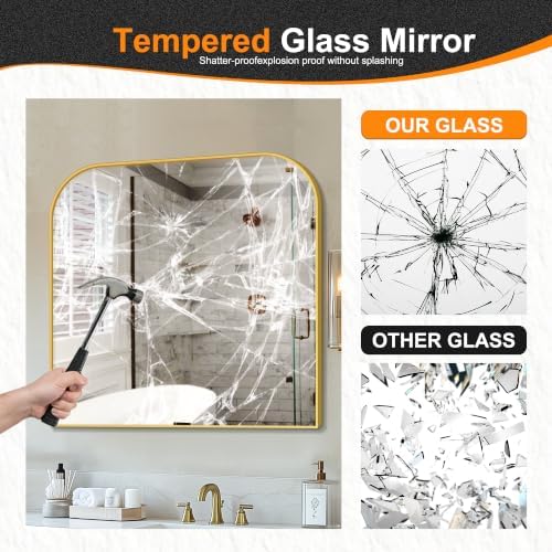 Delma 30"x30" Gold Metal Framed Bathroom Mirror for Over Sink