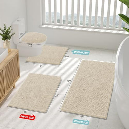 Smiry Bathroom Rugs 36X24, Luxury Chenille Extra Soft Absorbent Bath Mat