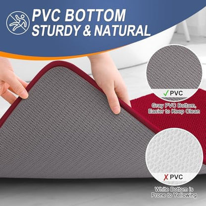 OLANLY Thick Memory Foam Small Bathroom Rug 24x16, Absorbent Bath Mat, Red
