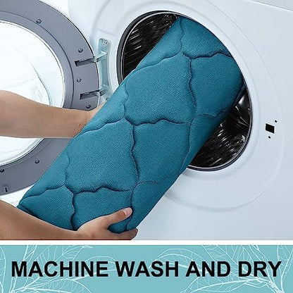 OLANLY Memory Foam Bath Mat Rug 47x32, Soft Bathroom Rugs, Peacock Blue