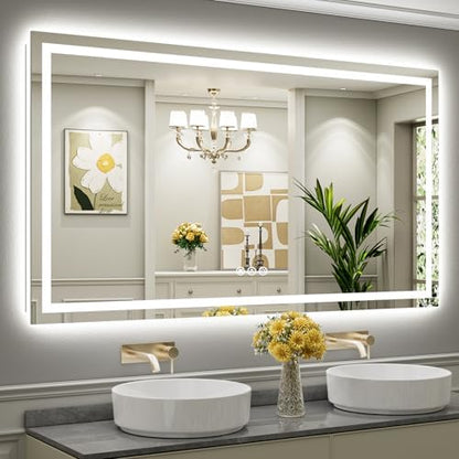 Briivue 72x40 Inch LED Bathroom Mirror with Lights, Backlit & Front Lit