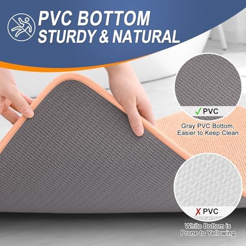 OLANLY Memory Foam Small Bathroom Rugs 24x16, Absorbent Bath Mat, Peach