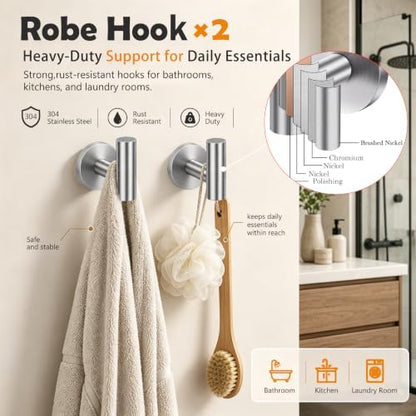 5 Piece Brushed Nickel Bathroom Hardware Accessories Set, 24" Towel Bar Set