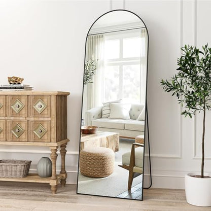 Dewfig Arched Full Length Mirror, 58"X18" Large Full Body Mirror, Black
