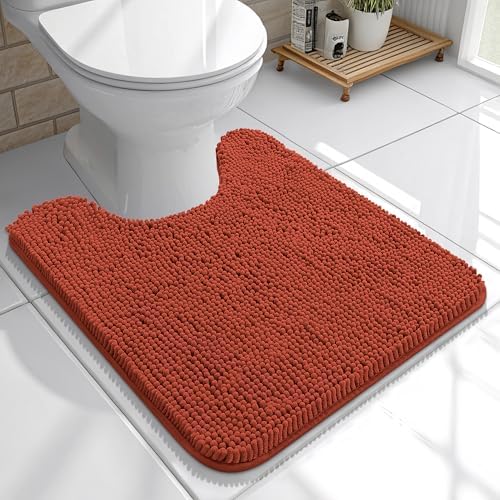 OLANLY Toilet Rugs U-Shaped 20x20, Soft Absorbent Chenille Contour Rugs
