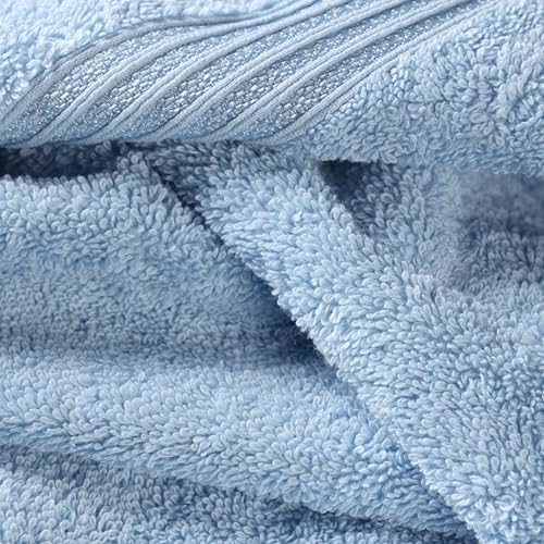 SUPERIOR Egyptian Cotton 6-Piece Towel Set, Bathroom Essentials, Towels for Bathroom, Apartment, Airbnb, Guest Bath, Face, Hand, Bath Towels, Washcloths, Absorbent, Fast Drying, Light Blue