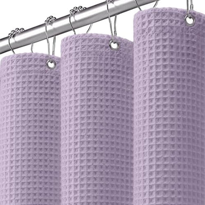 Waffle Weave Shower Curtain Heavyweight Cotton Fabric Lavender 72Wx72L