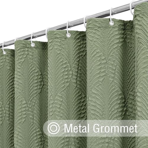 Gibelle 72x84 Extra Long Shower Curtain, Sage Green 3D Embossed Half Bath Curtain