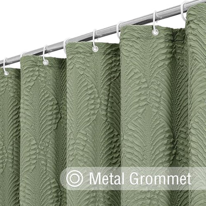 Gibelle 72x84 Extra Long Shower Curtain, Sage Green 3D Embossed Half Bath Curtain