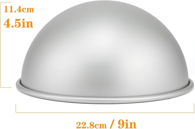 9 Inches Dome Cake Pan, Football Pan, Half Ball Cake Mold,Kids DIY 3D Soccer Birthday Cake Pan, Aluminum Alloy Cake Molds Nonstick Baking Tools