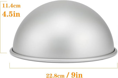 9 Inches Dome Cake Pan, Football Pan, Half Ball Cake Mold,Kids DIY 3D Soccer Birthday Cake Pan, Aluminum Alloy Cake Molds Nonstick Baking Tools