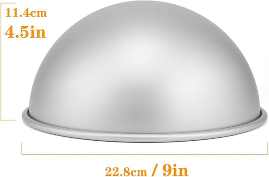 9 Inches Dome Cake Pan, Football Pan, Half Ball Cake Mold,Kids DIY 3D Soccer Birthday Cake Pan, Aluminum Alloy Cake Molds Nonstick Baking Tools