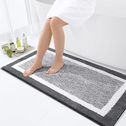 OLANLY Bathroom Runner Rugs 44x24, Long Bath Mats for Bathroom, Dark Grey