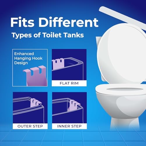 Toilet Tank Tablet Holder with Blue Toilet Bowl Tablets, 8.97 x 3.22 x 2.25 Inch Tablet Holder - Prevents Flapper Jams & Residue, Extends Life of Drop-In Cleaner Tablets (1+2)