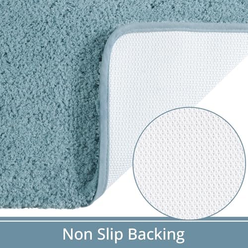 LOCHAS Bathroom Rug Runner 24x70 Inch, Bath Rugs Non Slip, Spa Blue