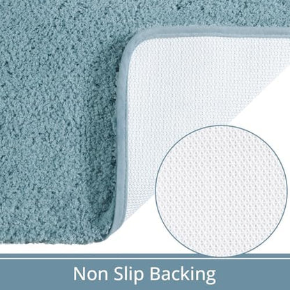 LOCHAS Bathroom Rug Runner 24x60 Inch, Bath Rugs Non Slip, Spa Blue