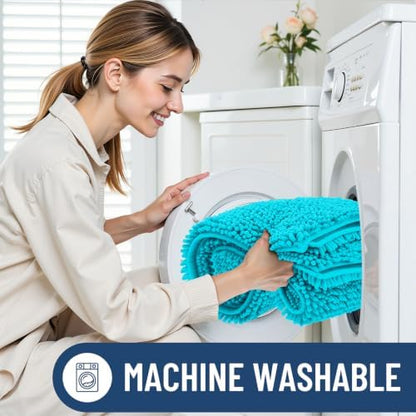 Smiry Bathroom Rugs 24X16, Luxury Chenille Extra Soft Absorbent Bath Mat