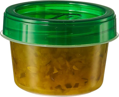 PLASTICPRO 12 Pack Twist Cap Food Storage Containers with Green Screw on Lid- 4 oz Reusable Meal Prep Containers - Small Freezer Containers Microwave Safe Green Plastic Food Storage