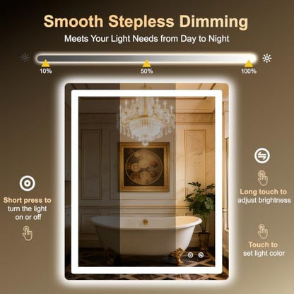 LED Bathroom Mirror, 30"x36" Bathroom Vanity Mirror with Lights