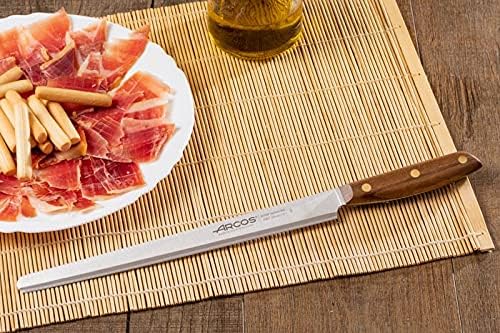 Arcos Slicing Knife | Ham Knife 10 Inch Stainless Steel. Professional Kitchen Knife for Cooking. Ovengkol Wood Handle 100% natural FSC and 250 mm Blade. Series Nordika