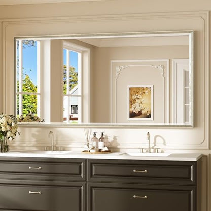Keonjinn 72" x 36" Brushed Nickel Bathroom Mirrors for Over Sink, Aluminum
