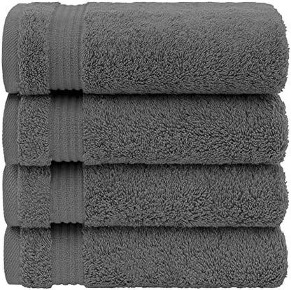 American Veteran Towel, Hand Towels for Bathroom Set of 4, 100% Cotton Turkish Hand Towel Sets, Soft Hand Face Towels, Dark Gray Hand Towels
