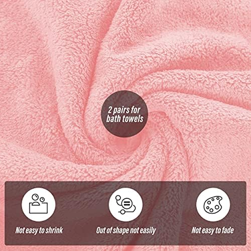 MOONQUEEN 2 Pack Premium Bath Towel Set - Quick Drying - Microfiber Coral Velvet Highly Absorbent Towels - Multipurpose Use as Bath Fitness, Bathroom, Shower, Sports, Yoga Towel (Pink)