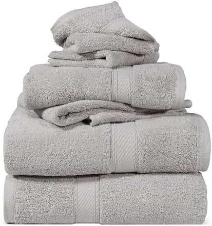 SUPERIOR Egyptian Cotton Ultra Plush & Absorbent, 6 Piece Set, Silver